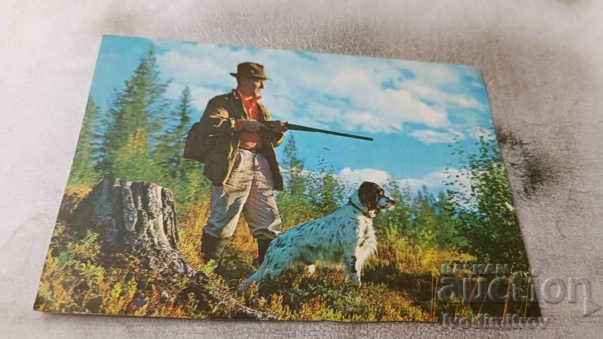 Καρτ ποστάλ Ο κυνηγός πουλιών και ο σκύλος του