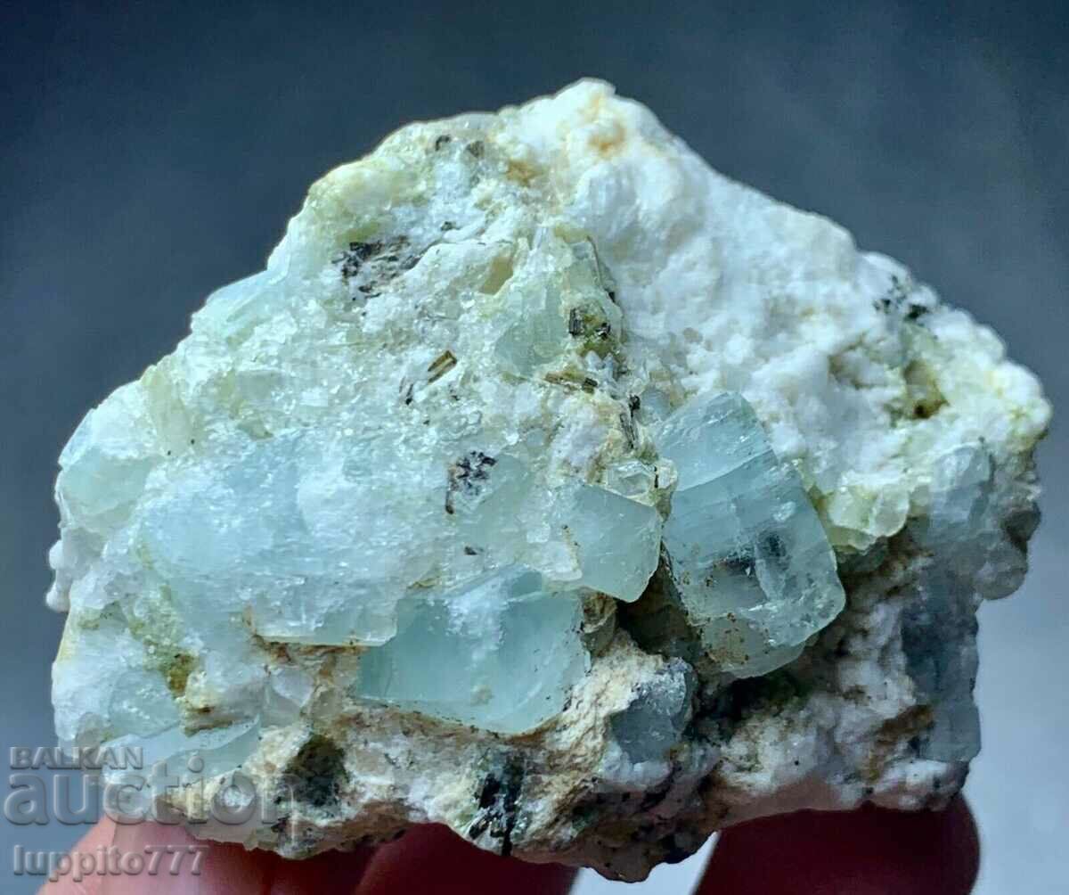 Auction  natural beryl aquamarine on matrix 116 grams