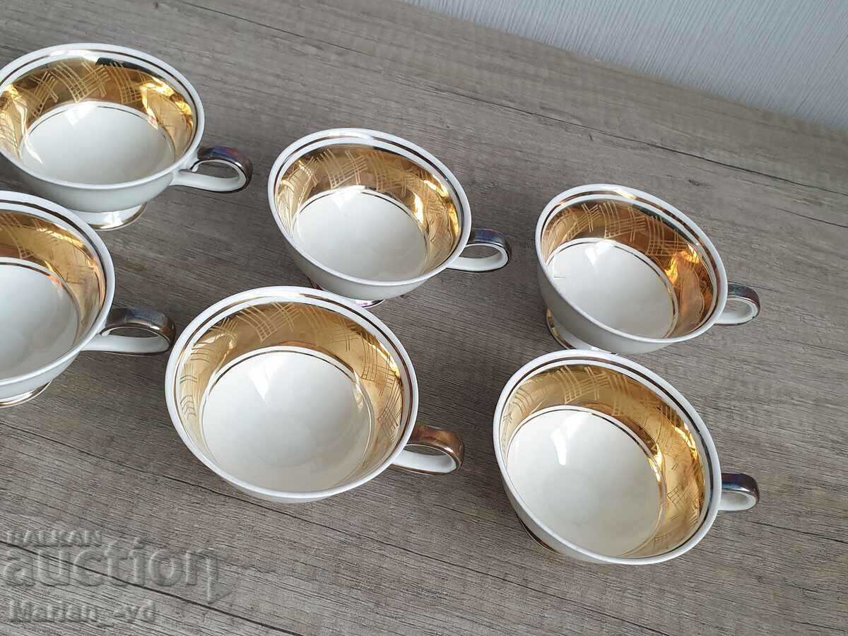 Auction Old gilt porcelain cups with two Bavaria seals Auction Old gilt porcelain cups with two Bavaria seals