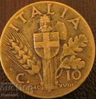 10 centimi 1940, Italia