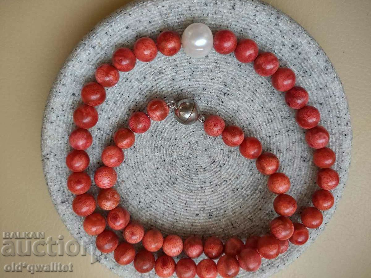 Natural Coral and Pearl Necklace/Necklace/Jewelry - 7 Natural Coral and Pearl Necklace/Necklace/Jewelry - 7