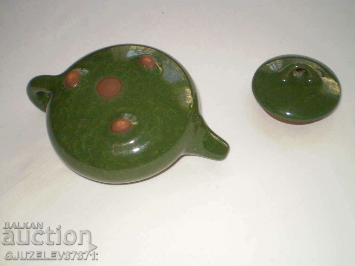 Small Green Ceramic Kettle for one tea - 7 Small Green Ceramic Kettle for one tea - 7