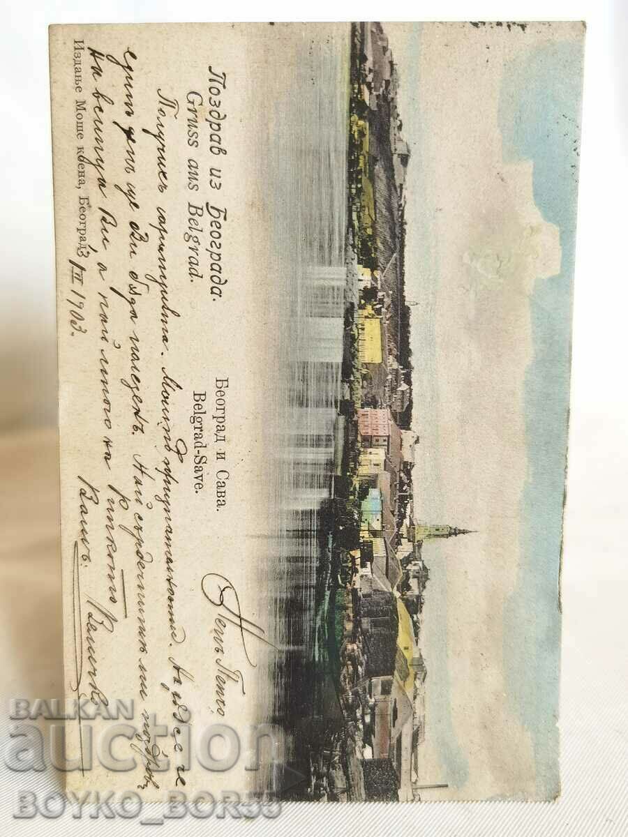 Παλιά καρτ ποστάλ Βελιγράδι Βελιγράδι Σερβία 1903