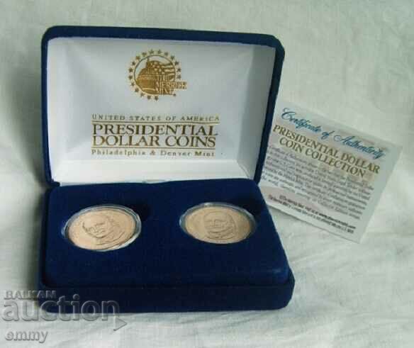 Monedă placată cu aur Președintele SUA America John K. Adams-2 buc.