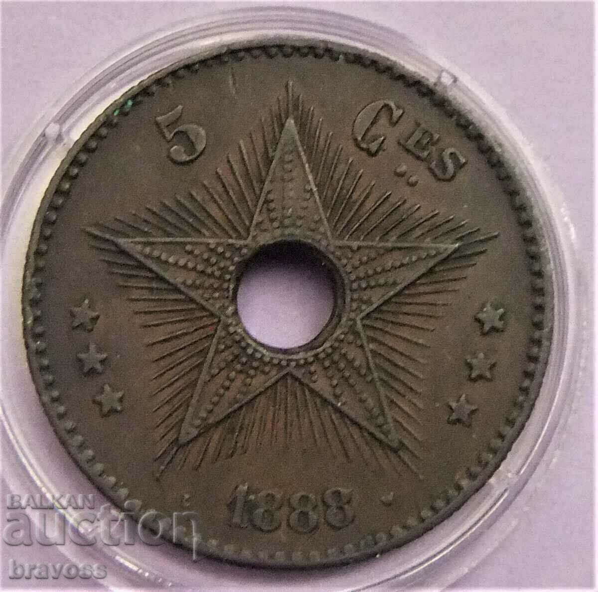 Belgian Congo - 5 cents 1888