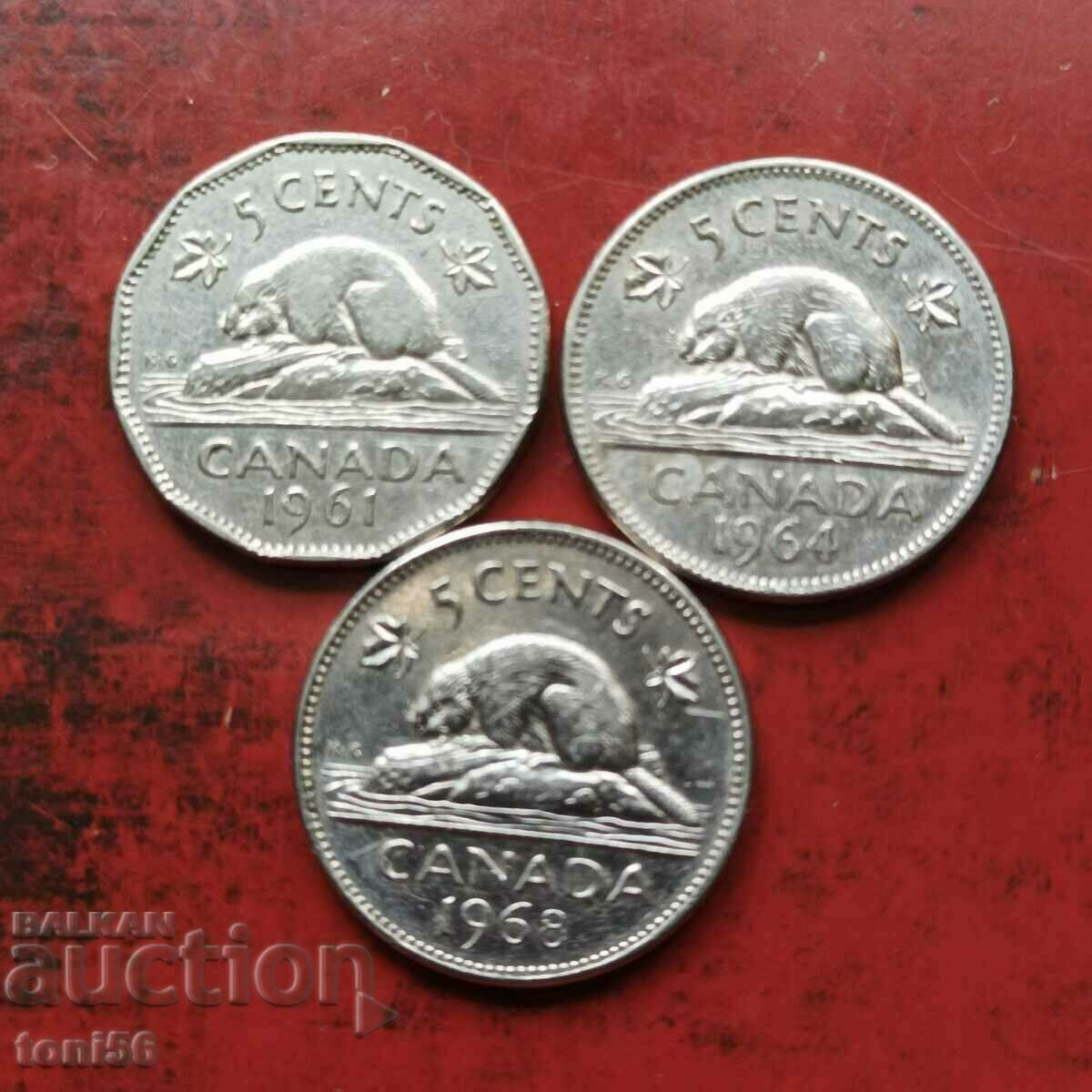 Canada 3 x 5 cenți 1961-68