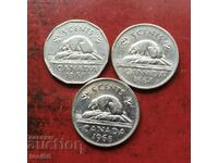 Канада 3 х 5 цента 1961-68