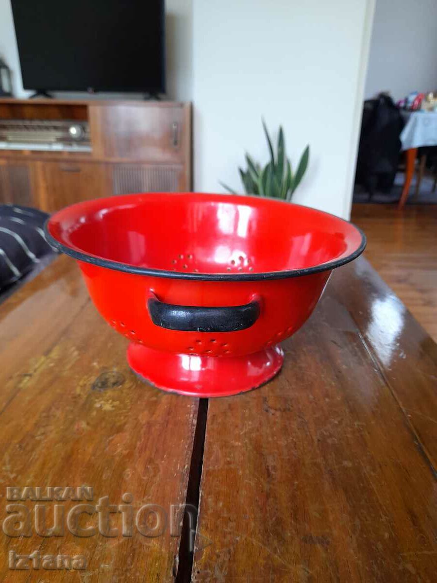 An old enamel strainer, gavgir with price 50.00 BGN | € 25.56 An old enamel strainer, gavgir with price 50.00 BGN | € 25.56