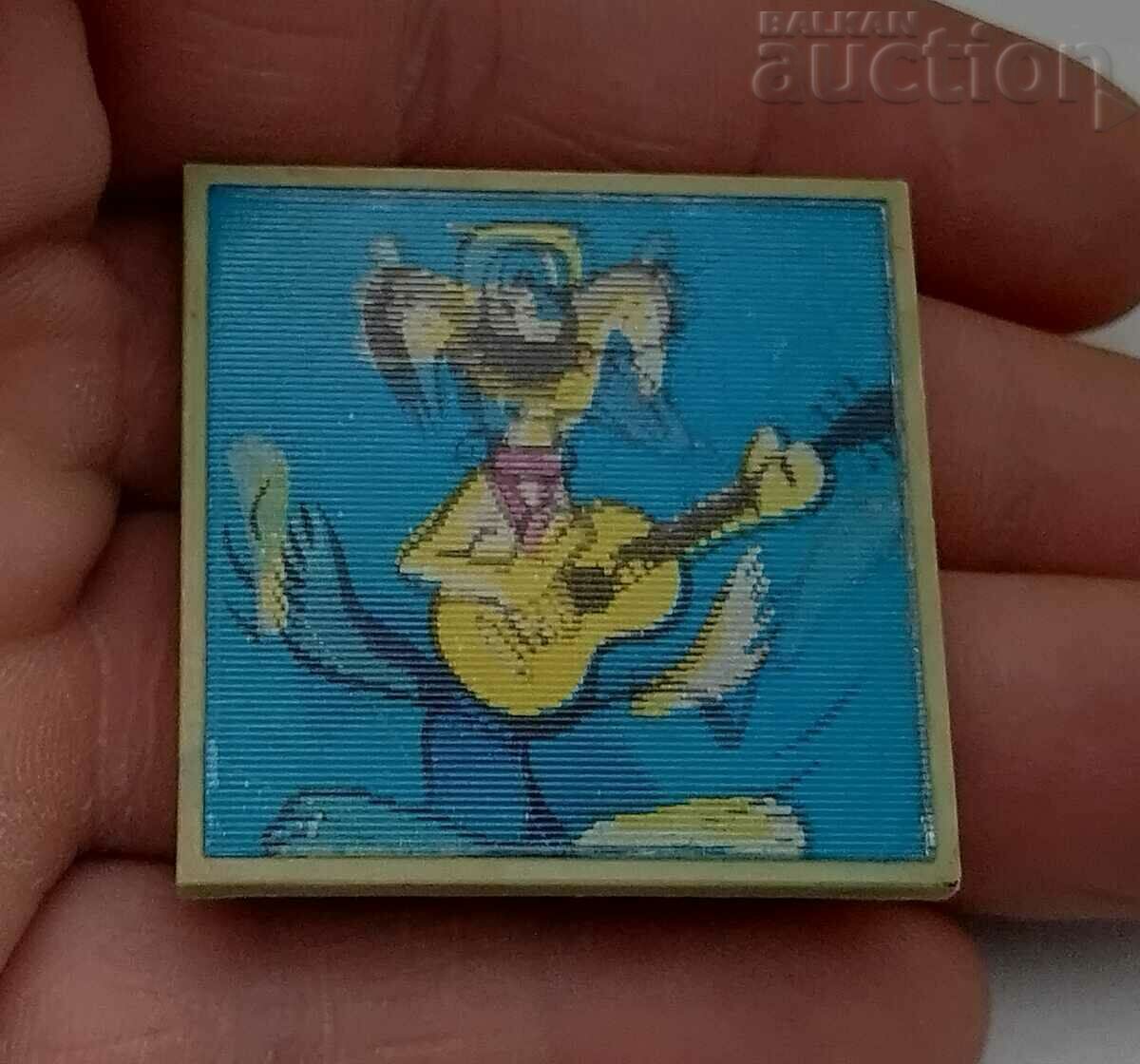 Auction 3D STEREO DOG WITH GUITAR BADGE RUSSIA Auction 3D STEREO DOG WITH GUITAR BADGE RUSSIA