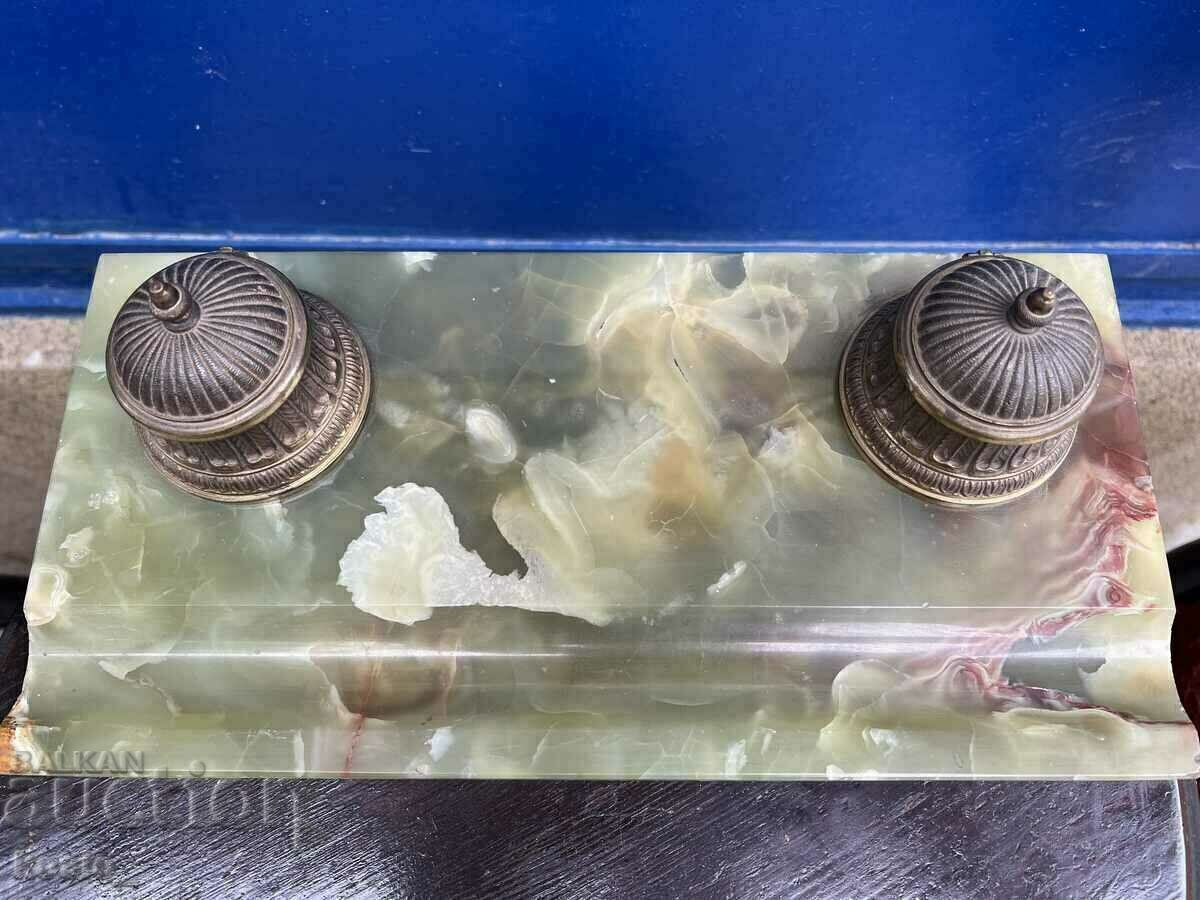 Delivery of A large malachite inkstand Delivery of A large malachite inkstand