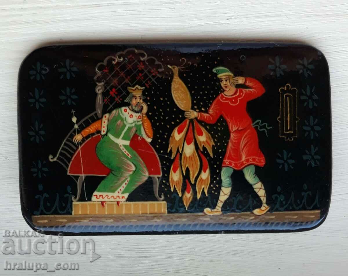 Old Russian brooch miniature lacquer finish