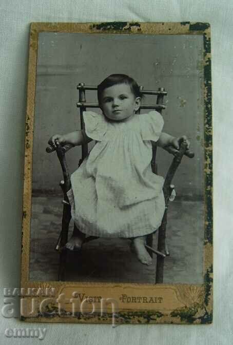 Foto carton 1892 - fotografia unui copil, Plovdiv