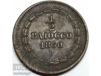 1/2 Baiocco 1850 Vatican Bologna Bronz