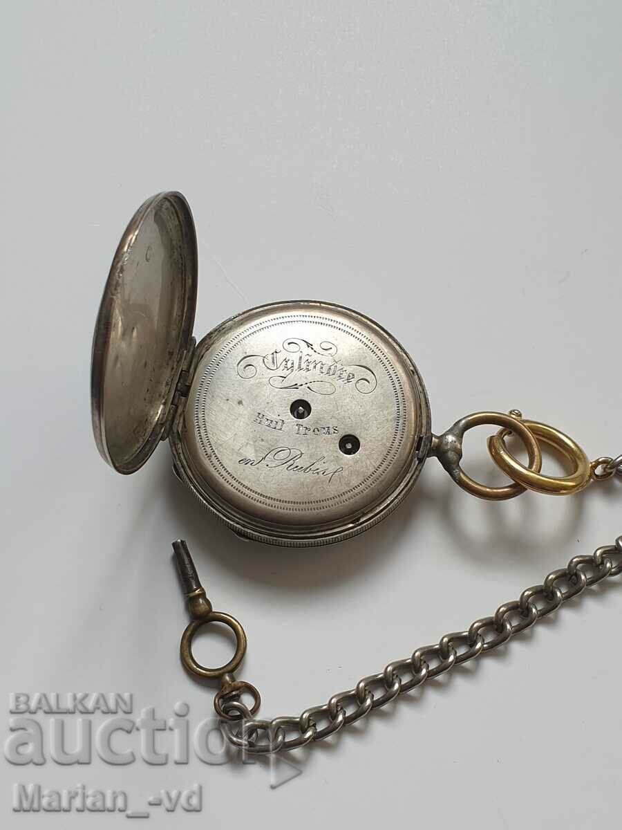 Old silver pocket watch with key - 6 Old silver pocket watch with key - 6