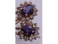 Gold earrings with amethyst