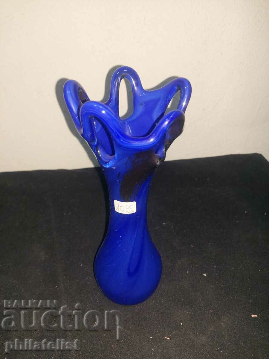 Vase - Blue glass #6 with price 10.00 BGN | € 5.11 Vase - Blue glass #6 with price 10.00 BGN | € 5.11