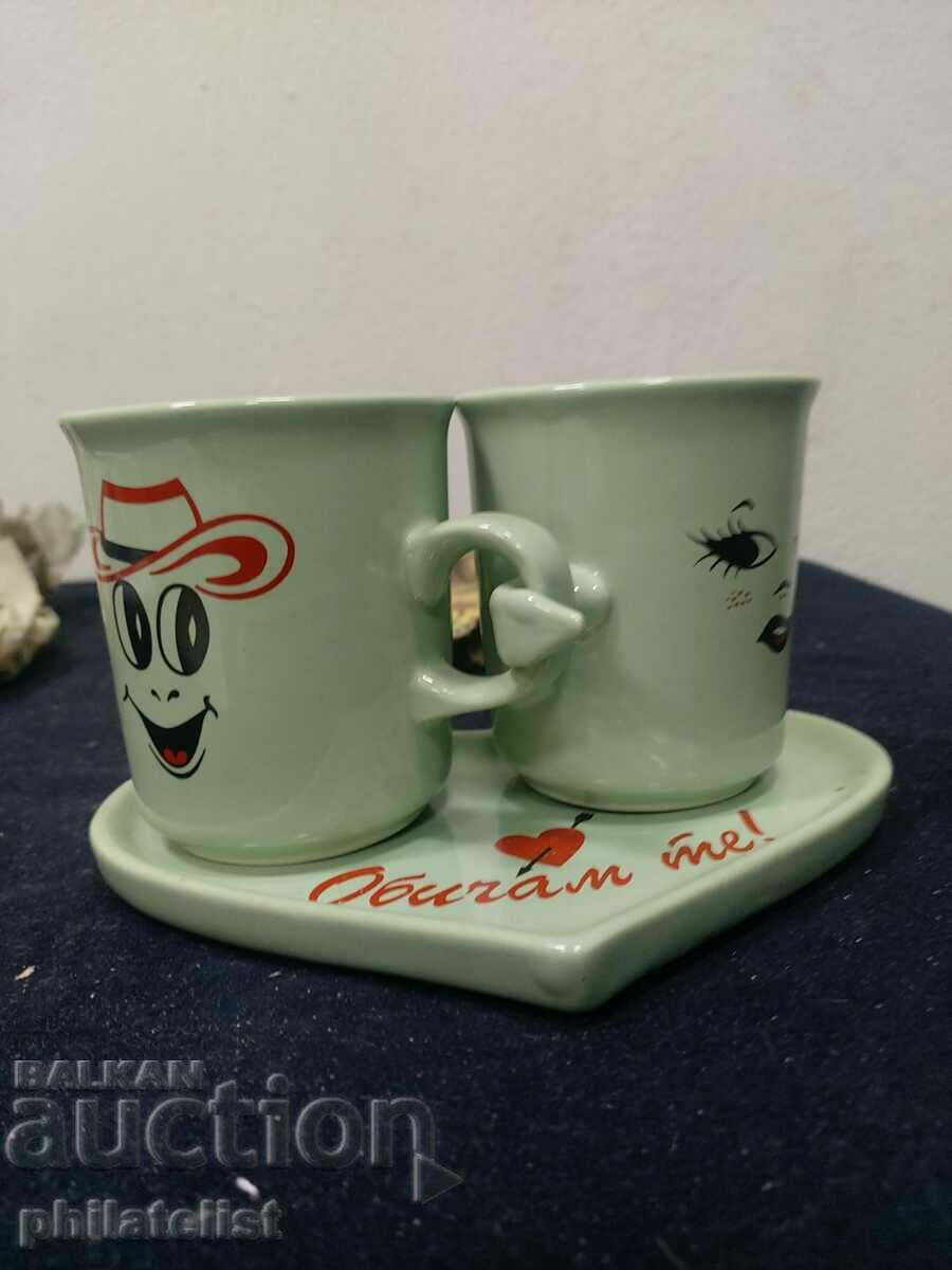 Set - 2 glasses and a saucer