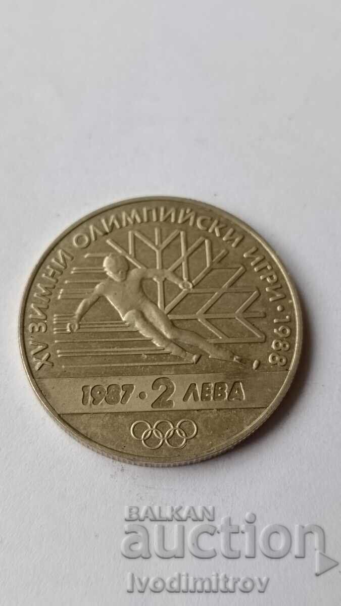 2 лева 1987 XV зимни олимпийски игри - Калгари, 1988