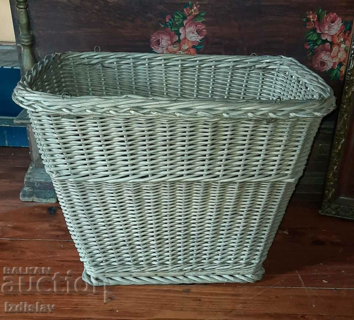 Vintage hand woven back basket