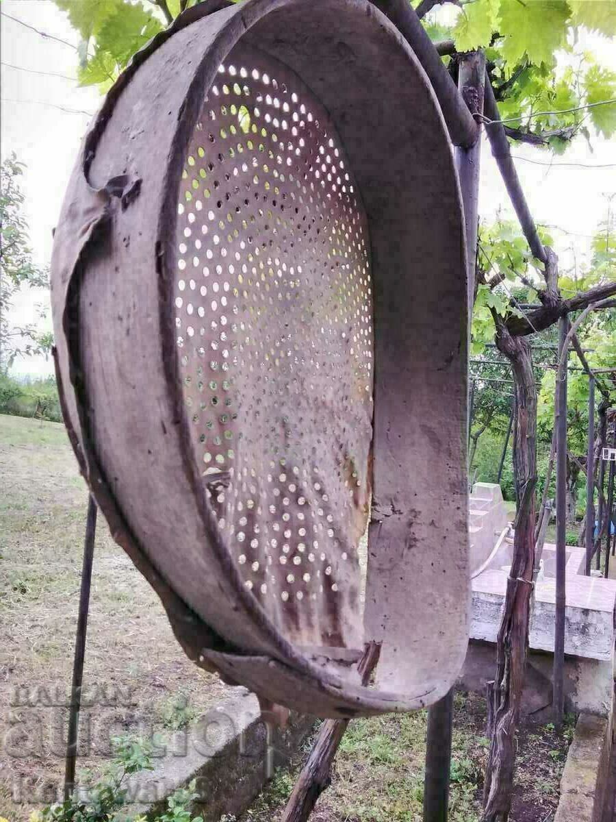 Antique wooden sieve with leather. with price 5.00 BGN | € 2.56