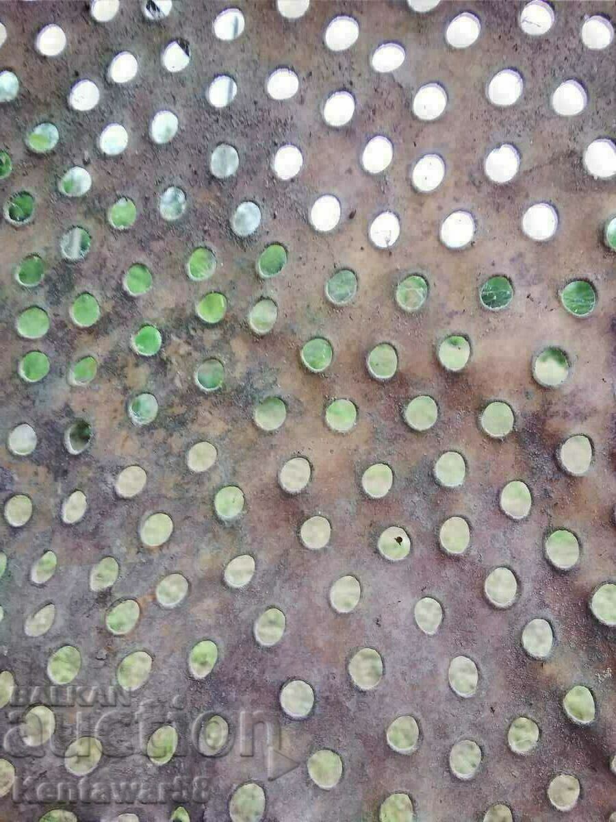 Delivery of Antique wooden sieve with leather.