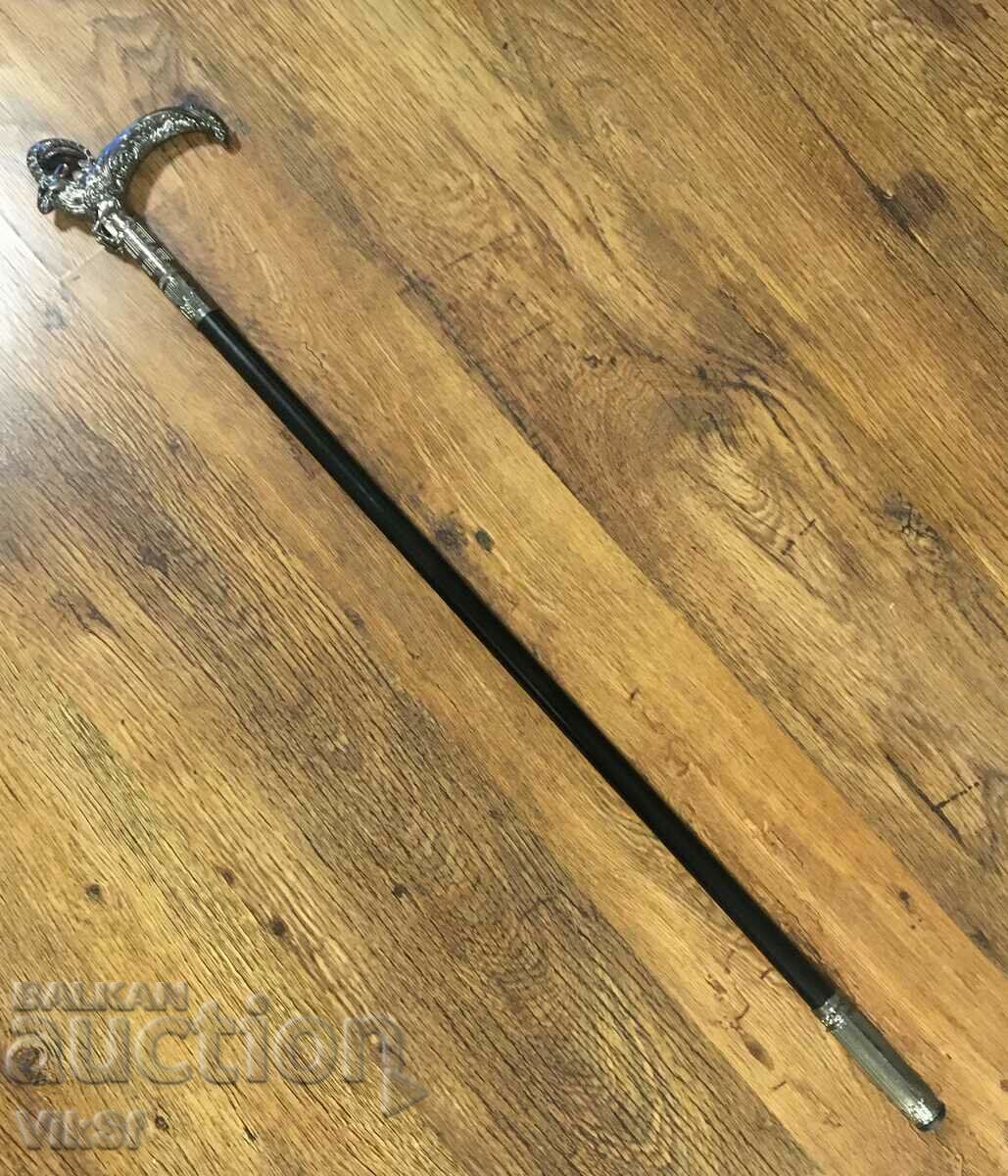 Cane with metal DRAGON handle and built-in dagger 29 cm
