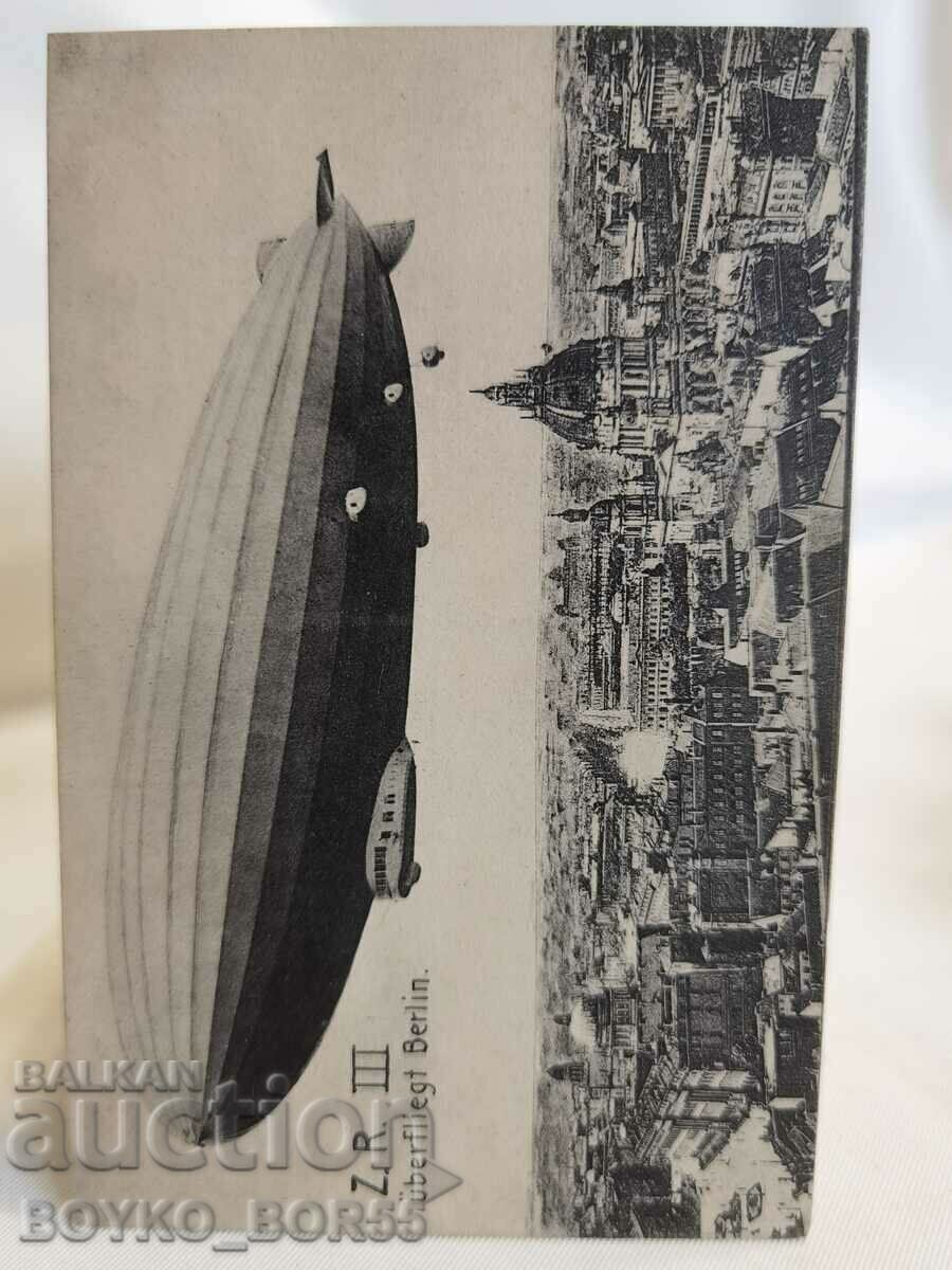 Old Postcard ZR III Airship πάνω από το Βερολίνο 1924