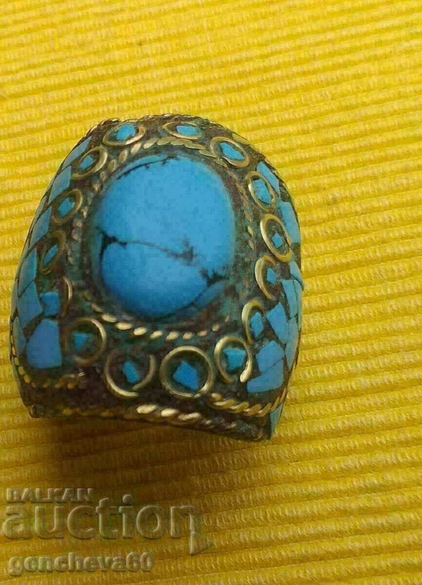 LARGE Tibetan Turquoise Ring with price 30.00 BGN | € 15.34 LARGE Tibetan Turquoise Ring with price 30.00 BGN | € 15.34