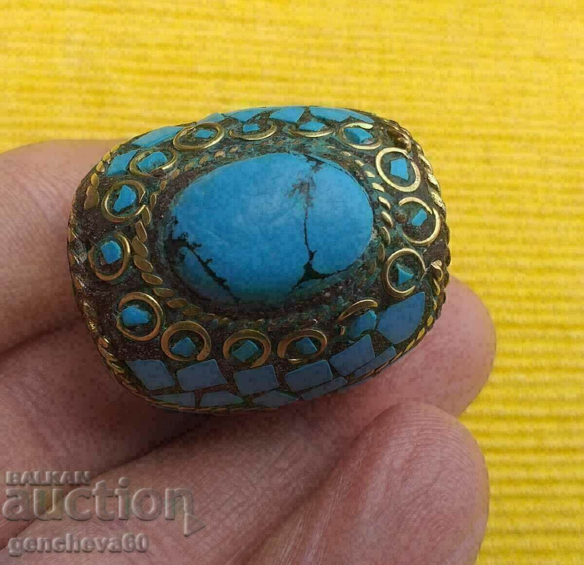 LARGE Tibetan Turquoise Ring - 6 LARGE Tibetan Turquoise Ring - 6