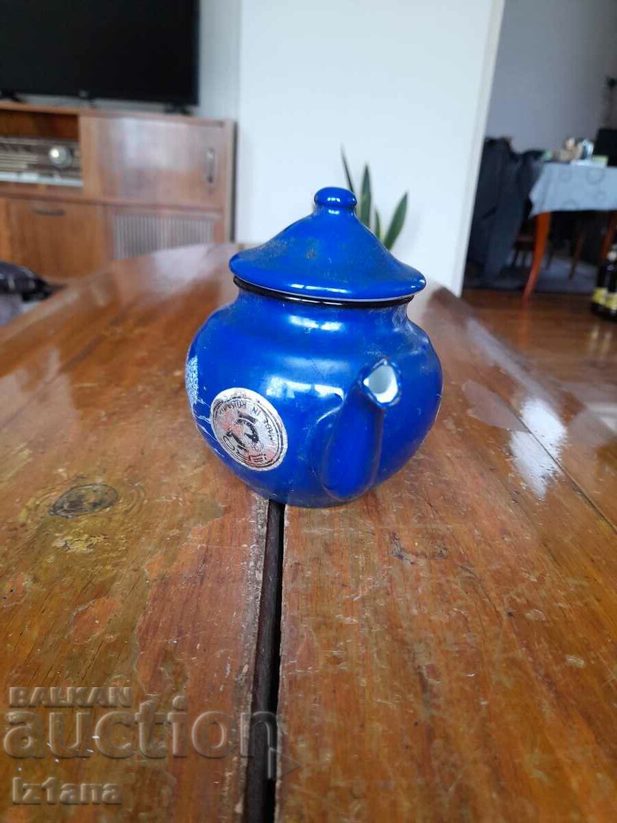 Old enamel teapot with price 25.00 BGN | € 12.78 Old enamel teapot with price 25.00 BGN | € 12.78