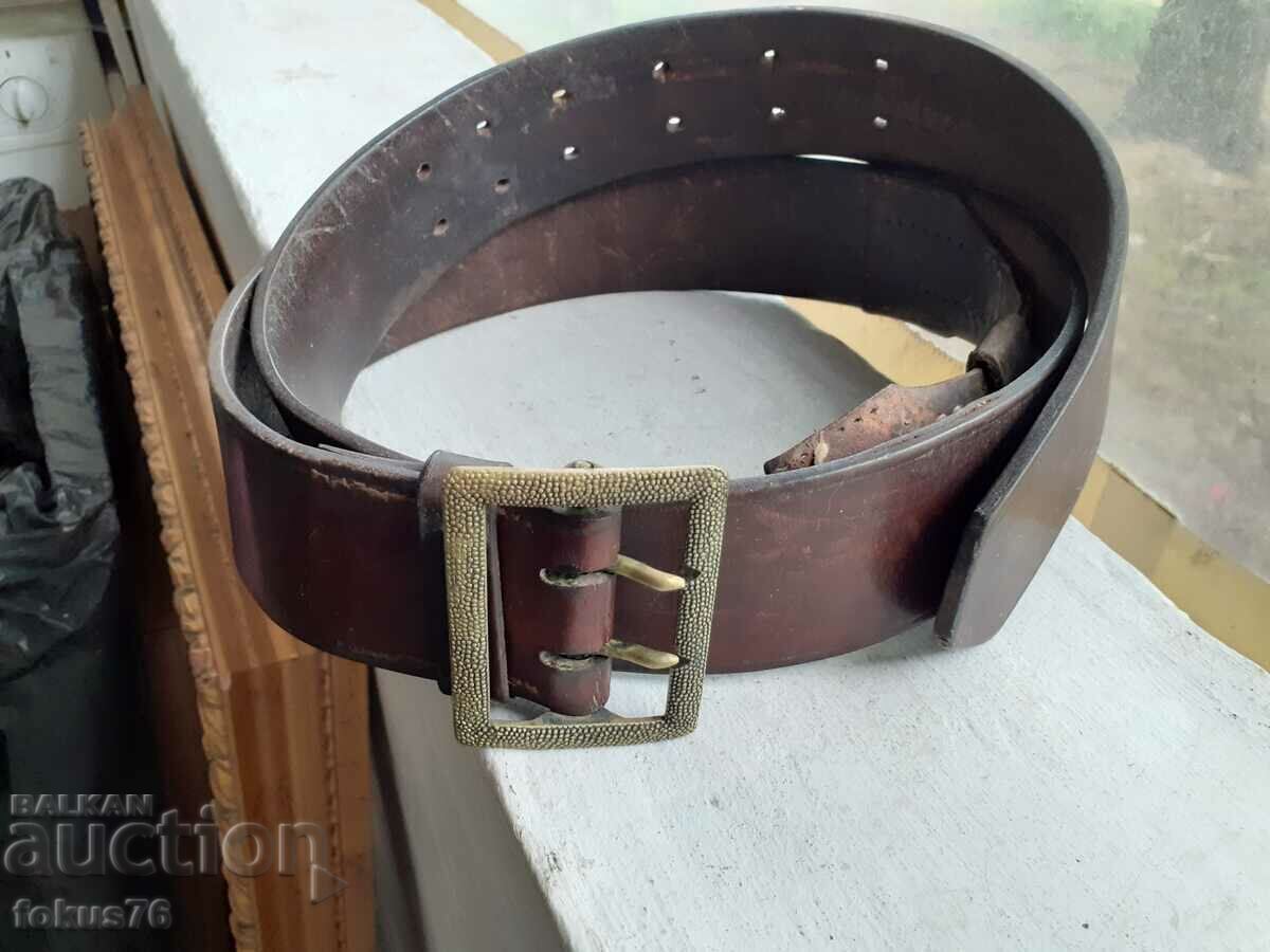 Royal officer's leather belt with bronze buckle Royal officer's leather belt with bronze buckle