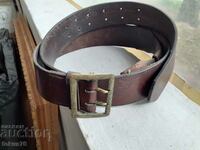 Royal officer's leather belt with bronze buckle