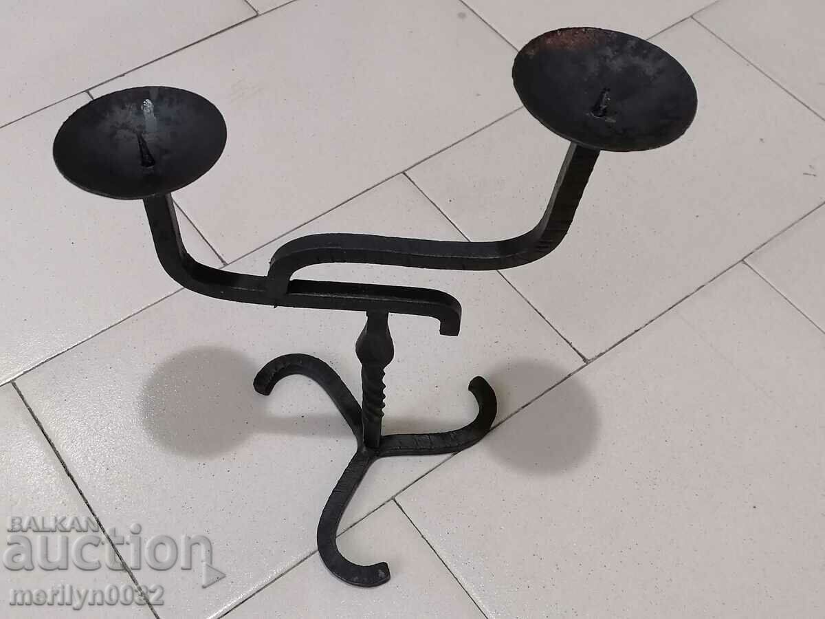 An old candle made of wrought iron lamp - 6