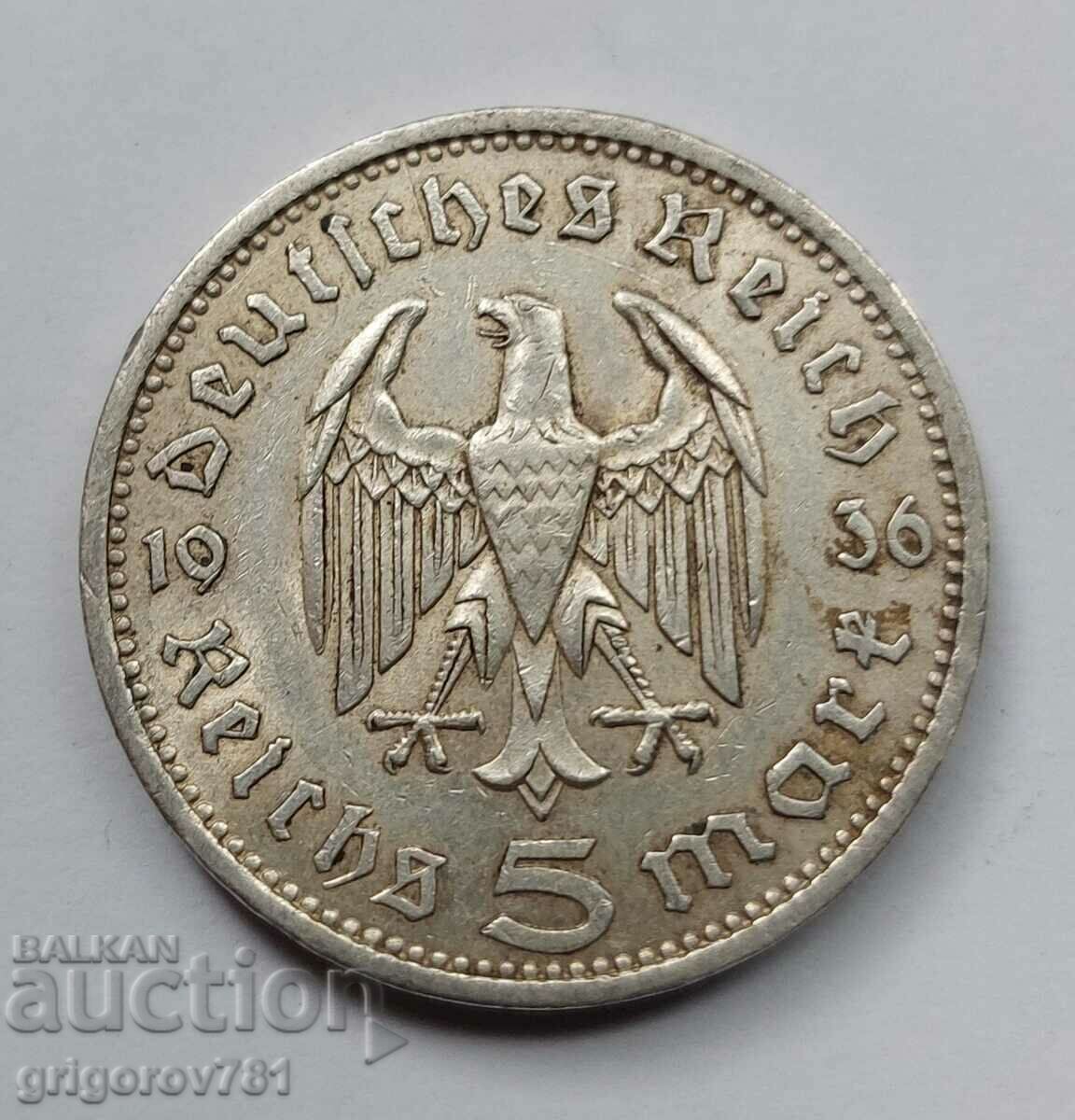 5 марки сребро Германия 1936 A III Райх  сребърна монета №46
