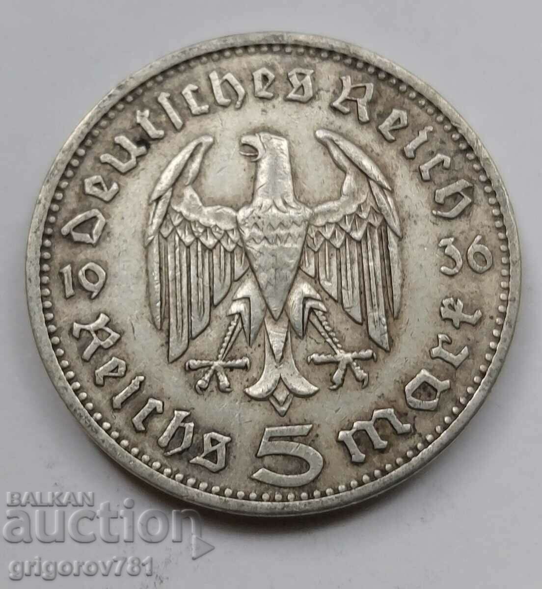 5 Mark Silver Germany 1936 A III Reich Silver Coin #49