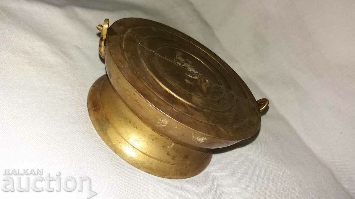Old Turkish Ottoman Bronze Ashtray with Tugri Stamps