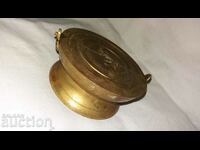 Old Turkish Ottoman Bronze Ashtray with Tugri Stamps