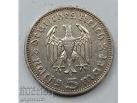 5 марки сребро Германия 1935 A III Райх  сребърна монета №56