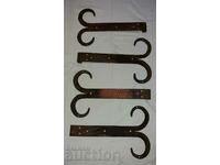 Old large hand-forged hinges from a large country gate - 4 pieces
