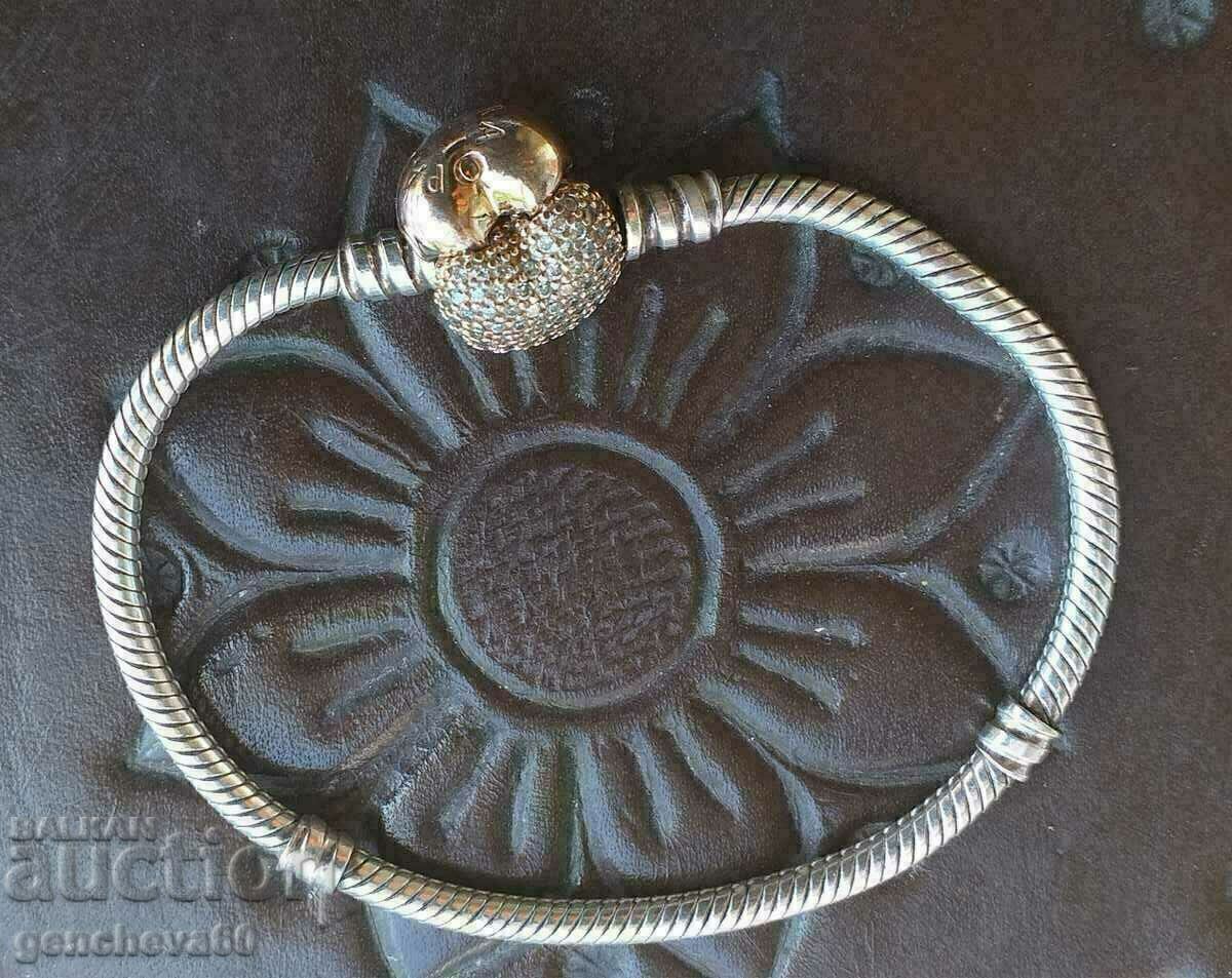 Licitație PANDORA Brățară Placat cu Argint/Inimă