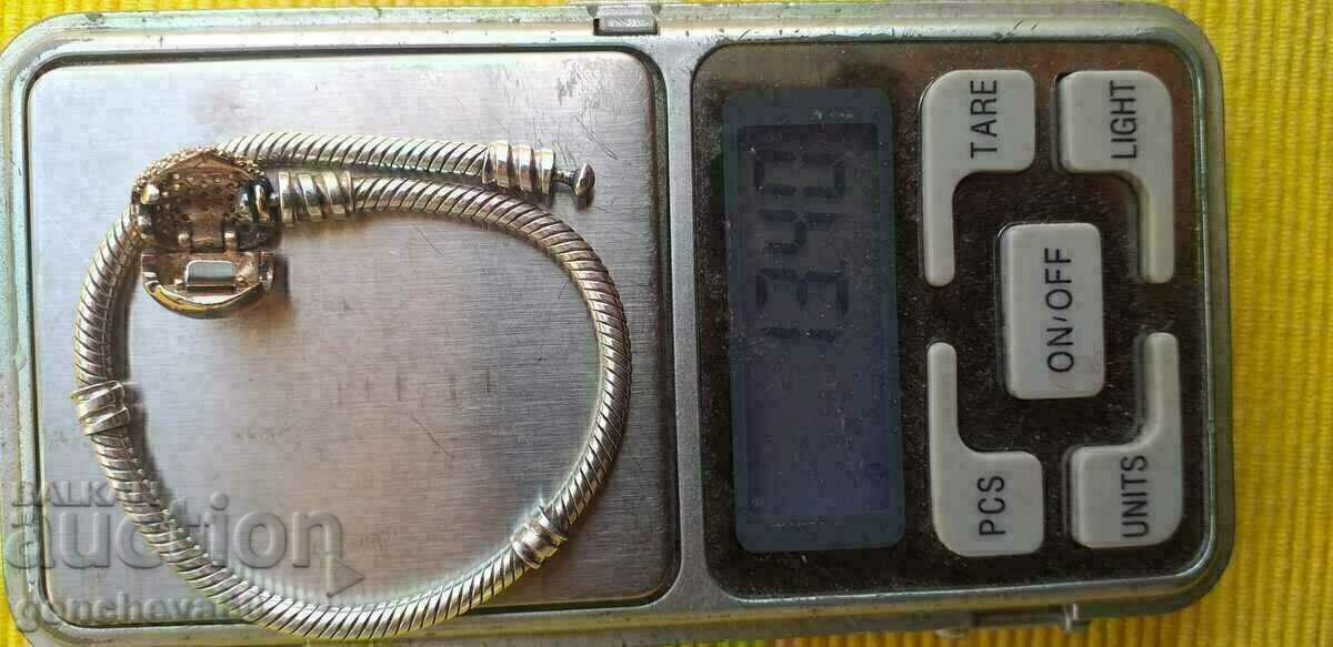 PANDORA Ασημένιο βραχιόλι με επιχρύσωση-καρδιά - 6