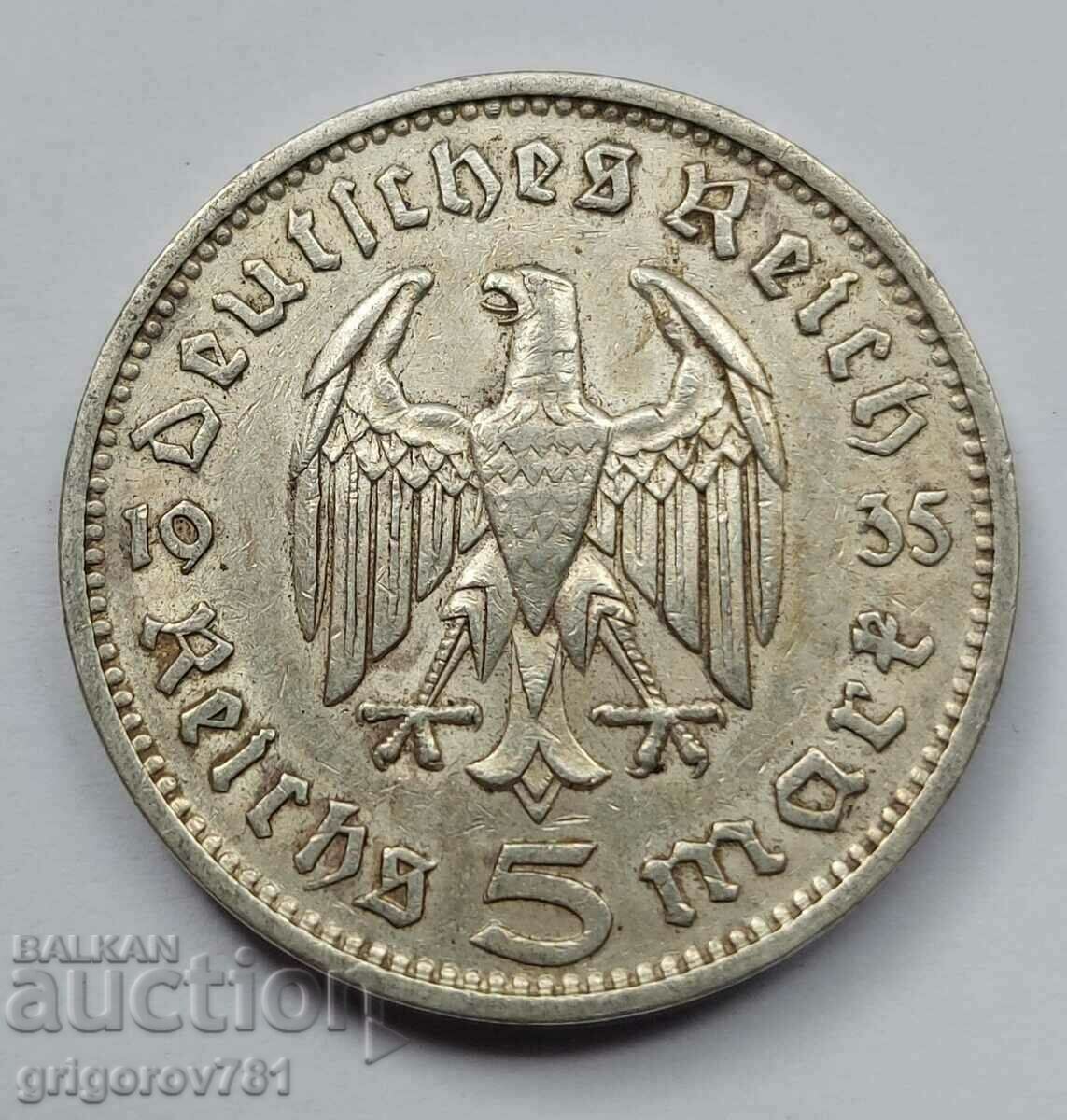 5 Mark Silver Γερμανία 1935 F III Reich Ασημένιο νόμισμα #70