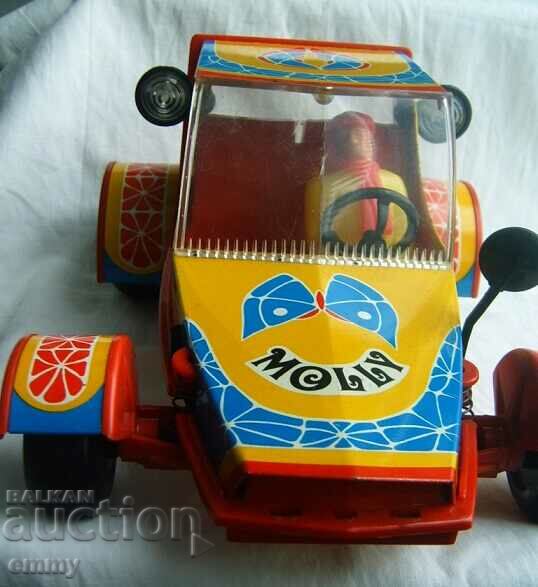 Big buggy Molly jeep with driver - tin toy, GDR - 6 Big buggy Molly jeep with driver - tin toy, GDR - 6