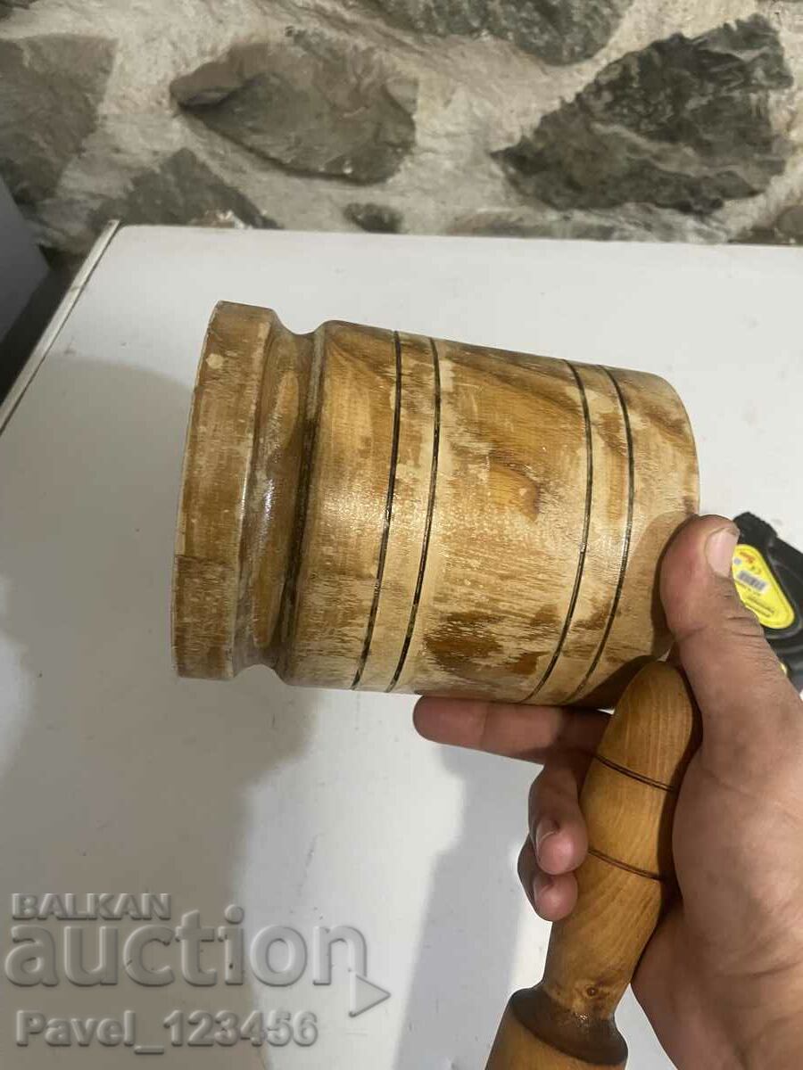 A large, old, wooden mortar - 6