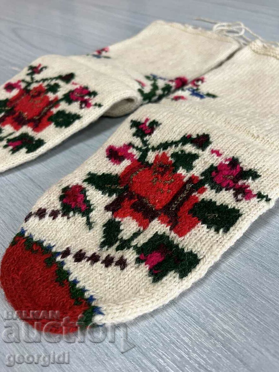 Authentic hand knitted costume socks. #3996