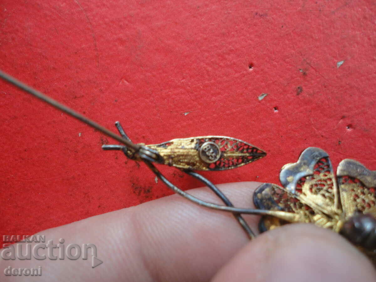 Unique gilded silver brooch with enamel and filigree - 5 Unique gilded silver brooch with enamel and filigree - 5