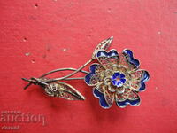 Unique gilded silver brooch with enamel and filigree