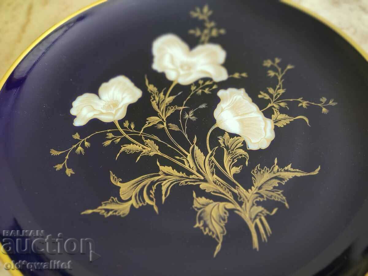 Porcelain plate - flowers, gold rim, Cobalt, Germany with price 147.00 BGN | € 75.16 Porcelain plate - flowers, gold rim, Cobalt, Germany with price 147.00 BGN | € 75.16