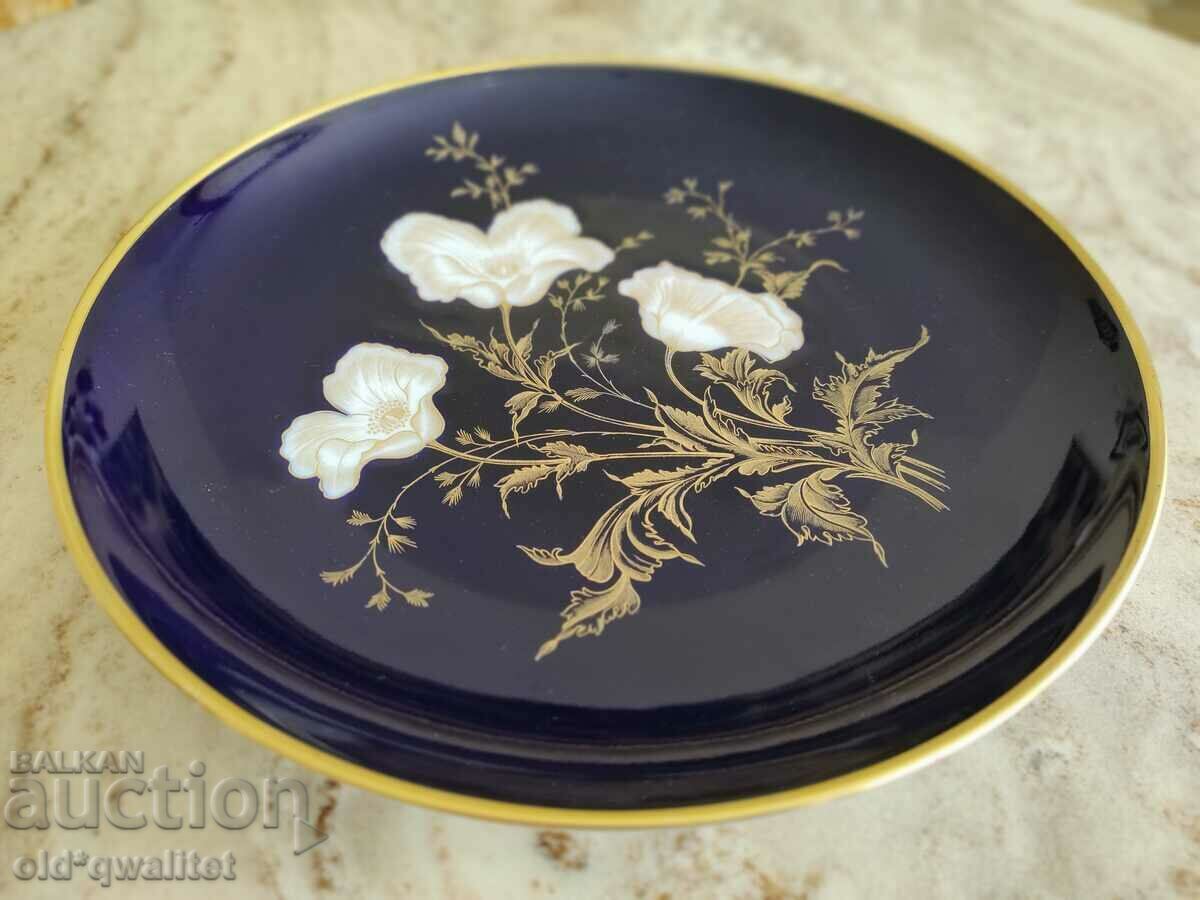 Porcelain plate - flowers, gold rim, Cobalt, Germany - 7 Porcelain plate - flowers, gold rim, Cobalt, Germany - 7