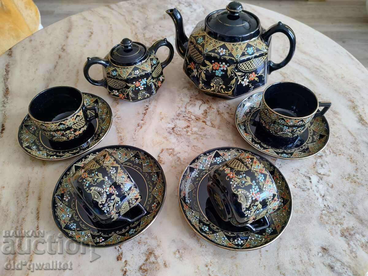 Service - flowers zl. edging, relief, 4 pers., England ceramics - 5 Service - flowers zl. edging, relief, 4 pers., England ceramics - 5